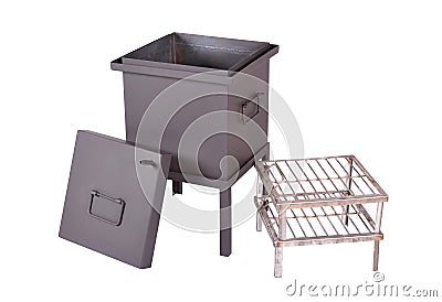 Small smoking shed on white background Stock Photo