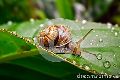 Small snail green. Generate Ai Stock Photo