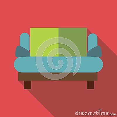 Small sofa icon, flat style Vector Illustration