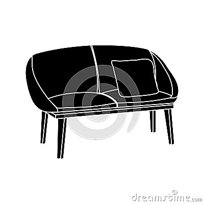 Small sofa simple silhouette icon. Furniture and interior decoration and design Vector Illustration