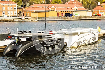 Solar boats on the Baltic Sea, Stockholm, Sweden Editorial Stock Photo