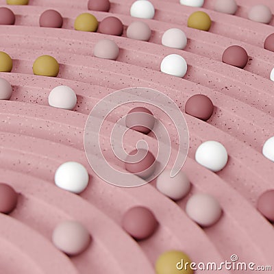 Small spheres rolling down wavy slide Stock Photo