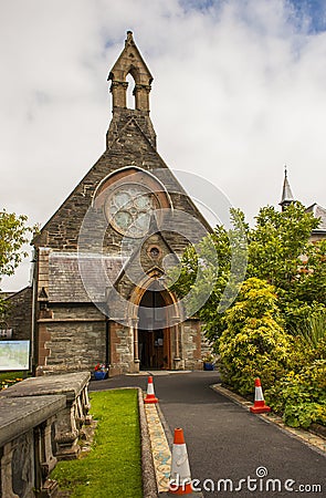 The small St Augustines Church of Ireland building on the walls of the maiden city of Londonderry in Northern Ireland. Stock Photo