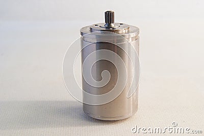 Small steel motor on a white background Stock Photo