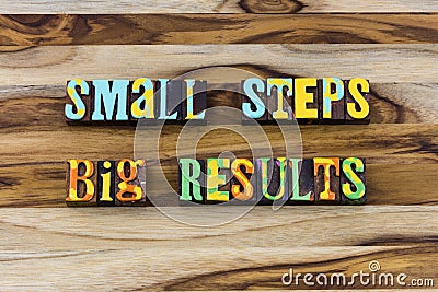 Small steps create big results plan ahead perform accomplish success result Stock Photo