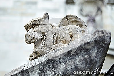 Small stone sculpture. Chimera gargoyle, dragon or bat Stock Photo