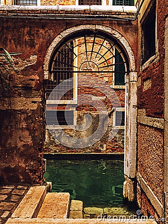 Small street / jetty typical of the city of Venice Stock Photo