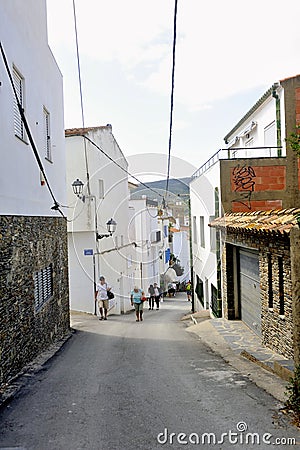 A small street of the village of Cadaques Editorial Stock Photo