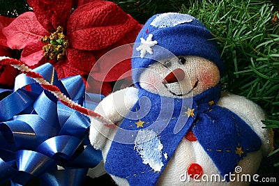 Small Stuffed Snowman Stock Photo