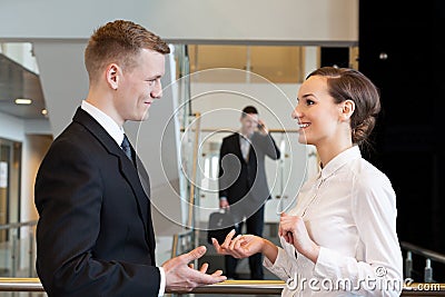 Small talk before work Stock Photo