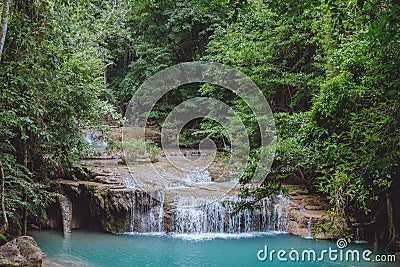 Small tiered waterfall in Thailand Stock Photo