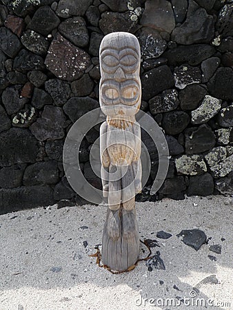 Small Tiki Statue in Hawaii Stock Photo