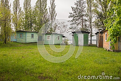 Small tourist wooden houses Stock Photo