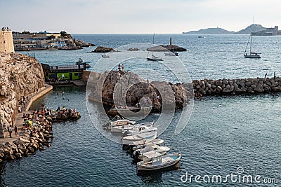 Small touristic harbor of Marseille, Provence, France Editorial Stock Photo