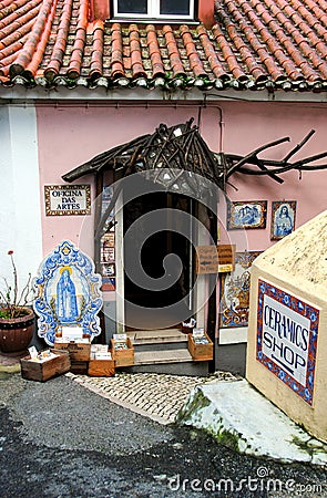 Small touristic street of Sintra.Portugal Editorial Stock Photo