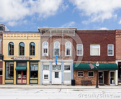 Small Town Main Street Stock Photo