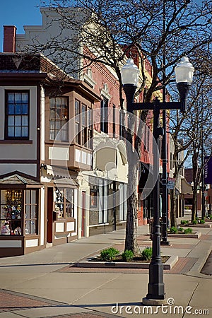 Small town shopping district Stock Photo