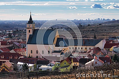 Small town in Slovakia - Svaty Jur at night Stock Photo