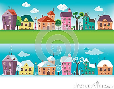 Small towns houses Vector Illustration