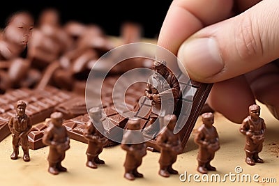 Small toy chocolatier making chocolates Stock Photo