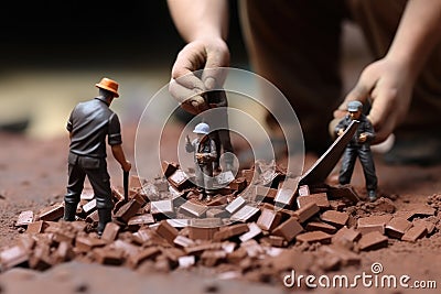 Small toy chocolatier making chocolates Stock Photo