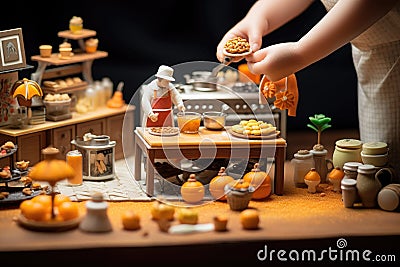 Small toy chocolatier making chocolates Stock Photo