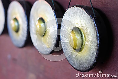 Small traditional gongs from Sabah, Borneo Stock Photo