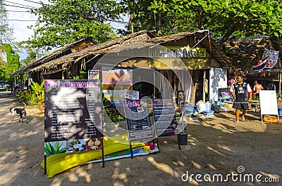 Small travel agency in the Thai style. Editorial Stock Photo