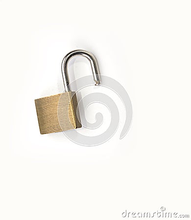 Small travel padlock on the suitcase on a white Stock Photo