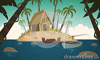 Small Tropical Island Vector Illustration