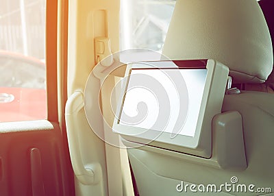 Small tv led audio in car Stock Photo