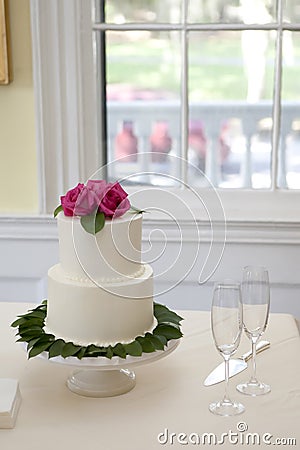 Small two tiered wedding cake Stock Photo