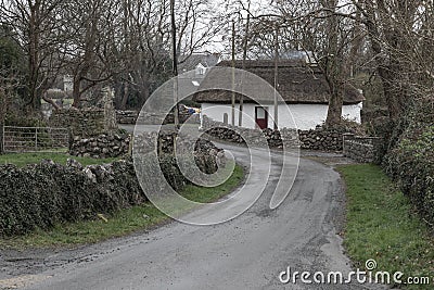 Small typical Irish cottage in Galway Stock Photo