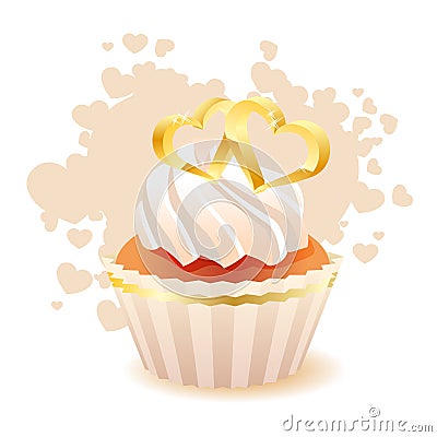 Small valentine sponge cake Vector Illustration