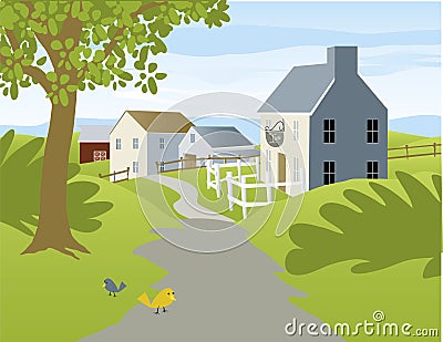 Small Village Vector Illustration