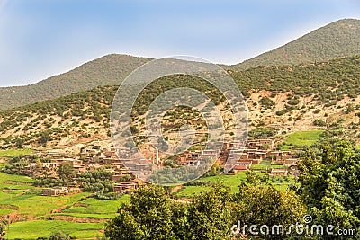 Small village in countryside of High Atlas - Morocco Stock Photo