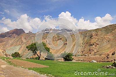 The small village in Fann Mountains, Tajikistan Stock Photo