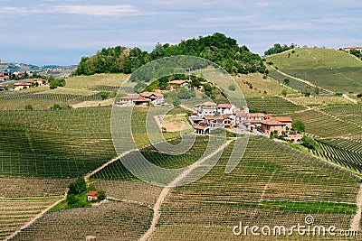 Small village among Langhe vineyards. Viticulture near Barolo, Piedmont, Italy, Unesco heritage. Barolo, Editorial Stock Photo