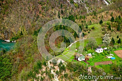 Small village in Mountains. Montenegro. Stock Photo