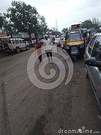 Small village& x27;s roads and people small vehicles like three wheeler and four wheeler... Editorial Stock Photo