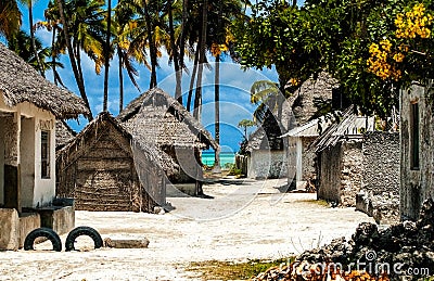 Small Village in Zanzibar Stock Photo