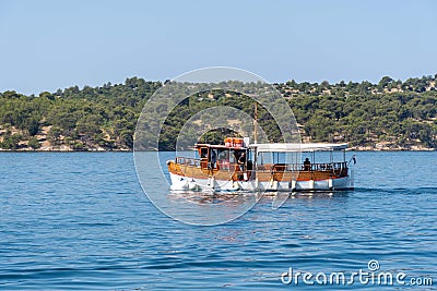 Touristic boat, Dalmatian coast, Croatia Editorial Stock Photo