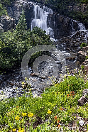Small water fall in San Juan mountains Colorado Stock Photo