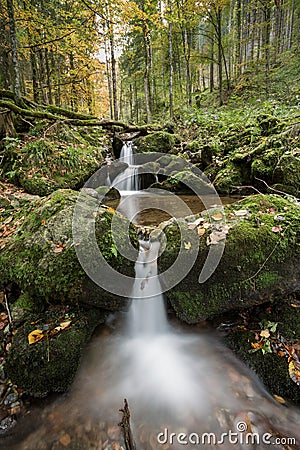 Small waterfall in black forest Stock Photo