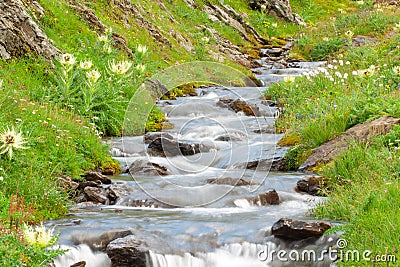 Small waterfall cascade Stock Photo