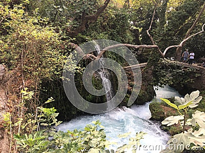 Small waterfall in nature Stock Photo