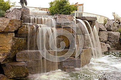 Small Waterfall in a Strip Mall Stock Photo