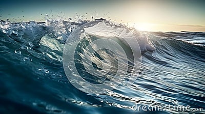 A small wave at the blue water sea with clear blue sky at the evening good for background and backdrop Stock Photo