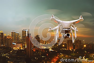 Small white drone Stock Photo