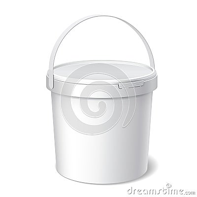 Small White plastic bucket. Product Packaging Vector Illustration